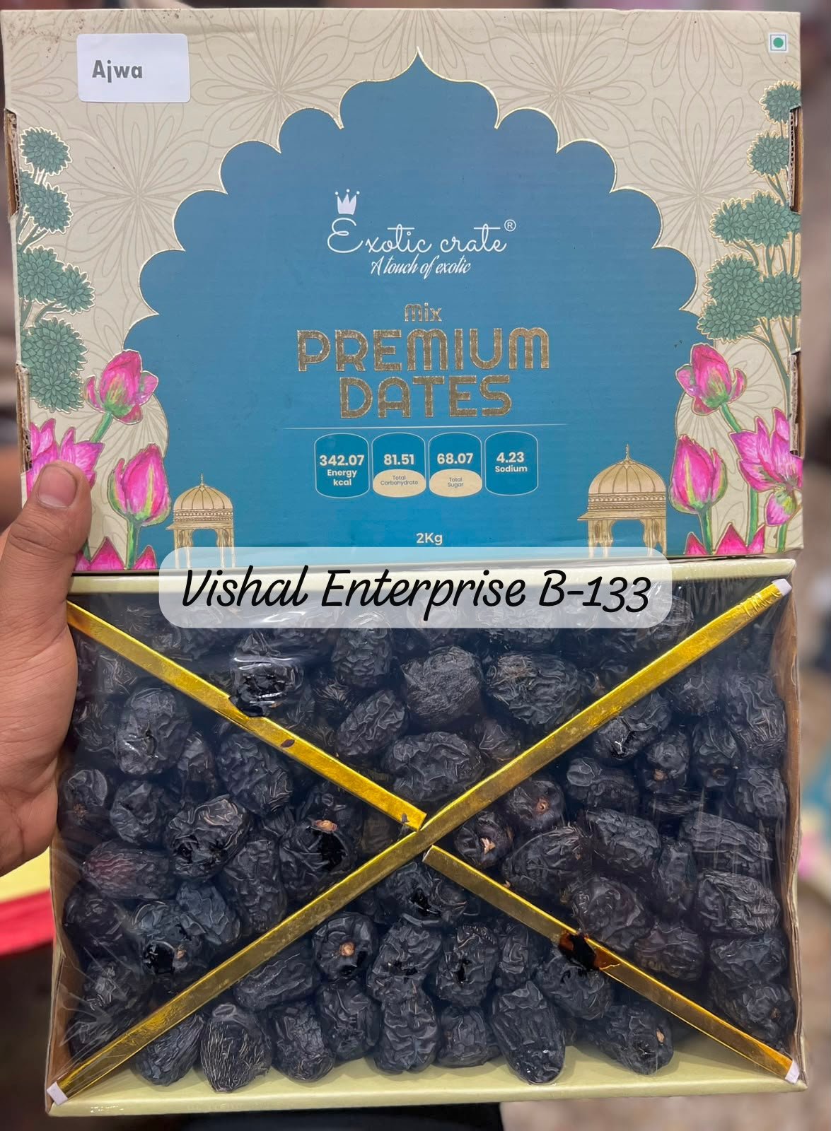Kalmi Ajwa Dates 2kg {Exoticcrate} <BR> (₹800 Per Kg) - Image 1